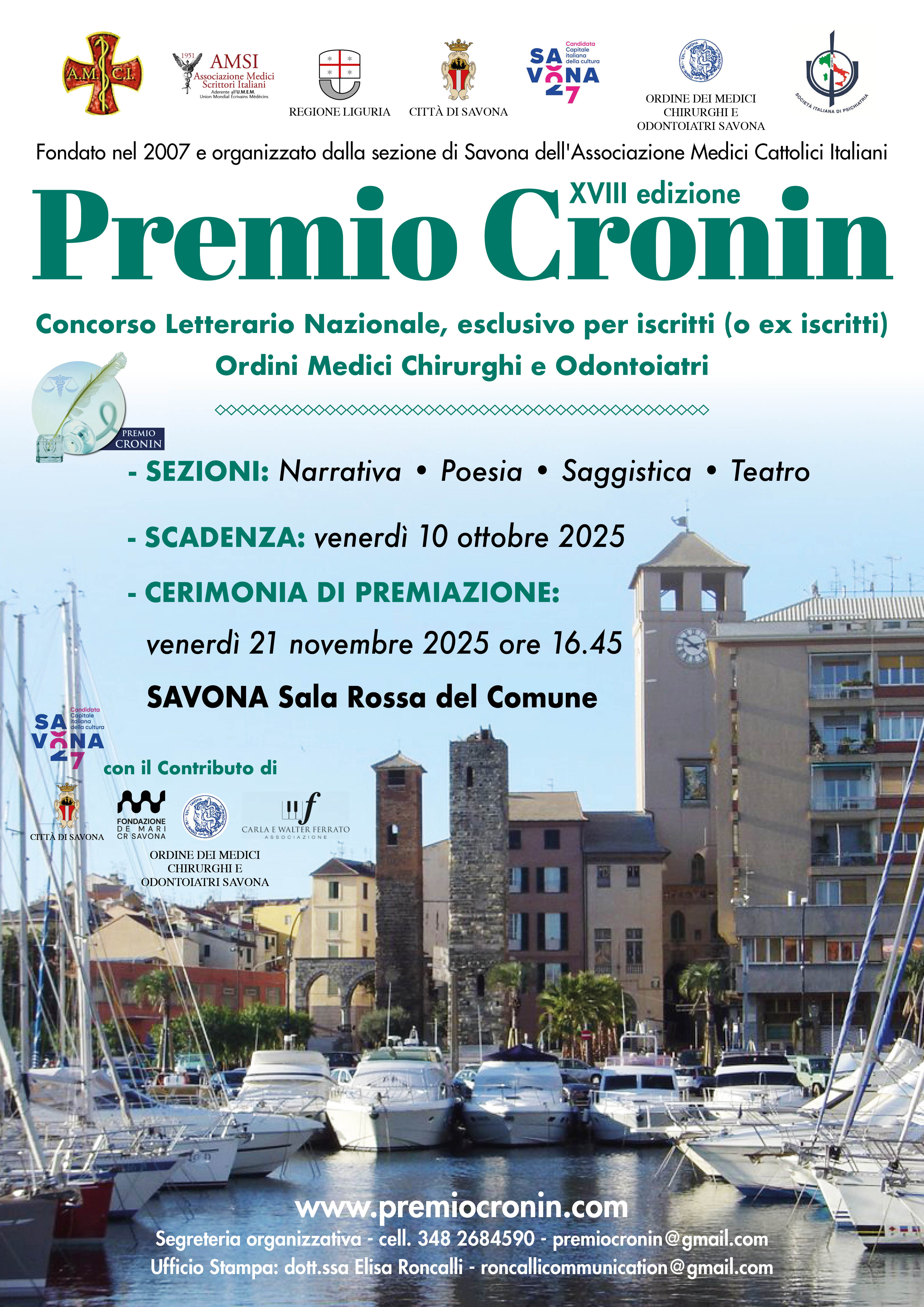Clicca per accedere all'articolo Premio Cronin 2025